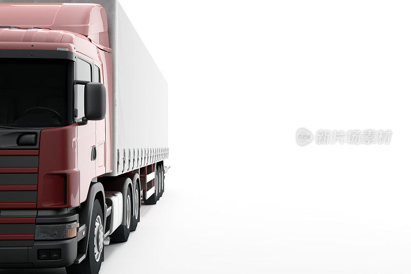 新的CG 3d渲染商业运输卡车隔离在白色